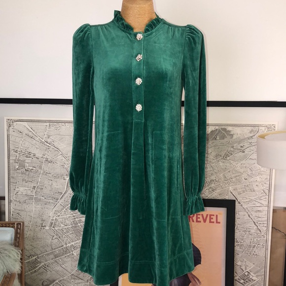 ME+EM Elegant Green Velvet Dress size 6